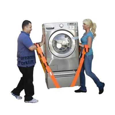 Image of Forearm Forklift L74995CN Lifting and Moving Straps for Furniture, Appliances, Mattresses or Heavy Objects 800 Pounds 2 Person, 9&#039;4&quot; long X 3&quot; wide, Orange, Count