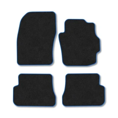 Image of Car Mats Compatible with Mazda 3 (2004 2009) Tailored Fit Blue Carpet Floor Set Accessory Custom 4 Pieces Anti Slip Backing &amp; Binding Trim Edge