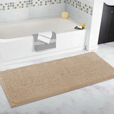 Image of Extra Large Bathroom Rug Long Bath Mat 80x160cm Ultra Soft Chenille Carpets,Non Slip &amp; Water Absorbent Bathtub Floor Runner for Bathroom,Bedroom,Kitchen