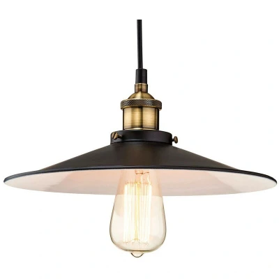 Image of Empire 1 Light Dome Ceiling Pendant Black, Antique Brass, E27
