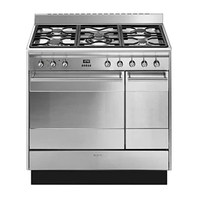 Image of Smeg SUK92MX9 1 Range Cooker Concert 90cm Dual Fuel Stainless Steel