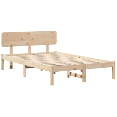 Image of vidaXL Bed Frame with Headboard 120x200 cm Solid Pine Wood