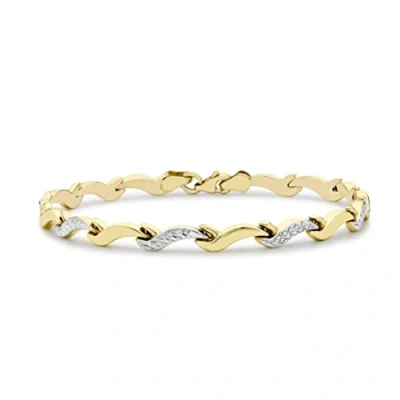 Image of Carissima Gold Women&#039;s 9 ct 2 Colour Twist Curb Bracelet of Length 19 cm/7.5 inch