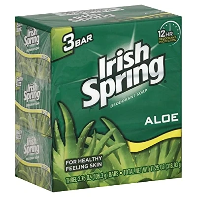 Image of Irish Spring Deodorant Soap, Aloe, Bath Size 3 3.75 Oz (106.3 G) Bars [11.25 (318.93 G)]