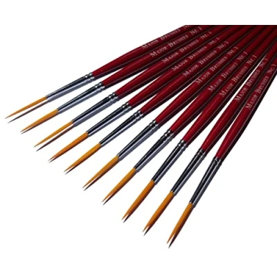 Image of Major Brushes Synthetic Rigger Brush Size 1 Pack of 10