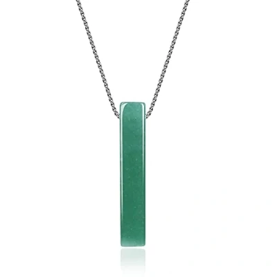 Image of COAI Mens Womens Simple Bar Green Aventurine Stone Pendant Necklace