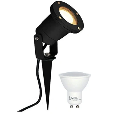 Image of Long Life Lamp Company 5W LED Garden Spike Light Outdoor Ground Mount or Watt IP65 Matt Black GU10