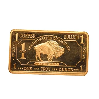 Image of 1 oz One Troy Ounce USA American Buffalo .999 Pure Copper Bullion Bar Cu Element