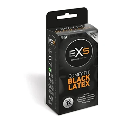 Image of EXS Black Latex Condoms Pack of 12 Vegan Coloured