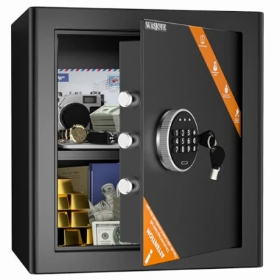 Image of WASJOYE Safe Boxes for Home, Digital Electronic Security Keypad Large Safes, Cabinet with Key Lock Home Hotel Business Office Money Gun Jewelry Passport, 38.5L