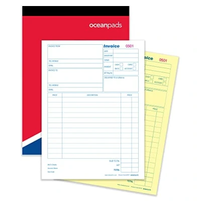 Image of Ocean Pads Invoice Book A4 210 x 297mm Duplicate 50 Sets (69707)
