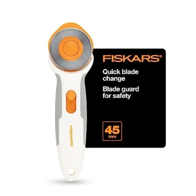 Image of Fiskars Titanium Stick Rotary Cutter, Precision Ground 45 mm Steel Blade, SoftGrip Handle