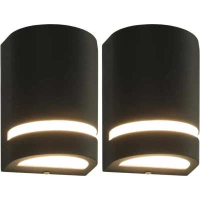 Image of vidaXL Outdoor Wall Lights 2 pcs 35 W Black Half round