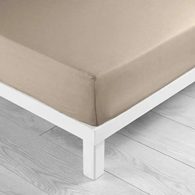 Image of douceur d&#039;intérieur, Fitted Sheet (140 x 190 cm) Lina Sand, 100% Cotton