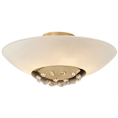 Image of Amada Flush Ceiling 6 Light G9, French Gold/Opal White Glass