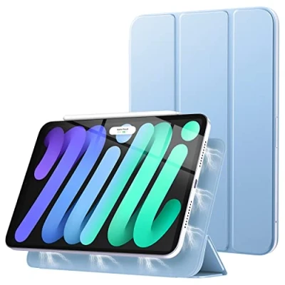 Image of TiMOVO Case for iPad Mini 7 2024 (A17 Pro) / 6 2021, 7th/6th Generation 8.3 inch, Strong Magnetic Smart Folio Trifold Stand Cover, Support Apple Pencil Pro, Light Blue