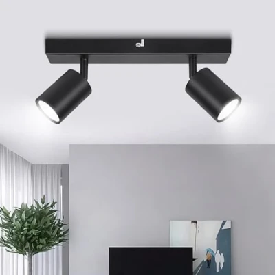 Image of Ketom Ceiling Light Rotatable, 2 Way Black GU10 Spotlight Lights, Modern Kitchen Lights Ceiling, Indoor Spot Fittings Industrial for Bedroom Living Room Hallway, Bulb Not Included
