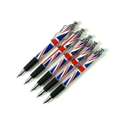 Image of Rollerball Pens with Union Jack Design, Set of 5 Pens, London Souvenir Collectable LONPEN004