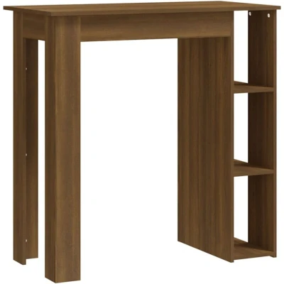 Image of vidaXL Bar Table with Shelf Brown Oak 102x50x103.5 cm Engineered Wood