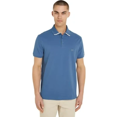 Image of Tommy Hilfiger Men Short Sleeve Polo Shirt Regular Fit, Blue (Blue Coast), S