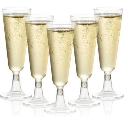 Image of MATANA 48 Premium Plastic Champagne Flutes, 150ml / 5oz Reusable Prosecco Glasses, Cocktail Flutes for Cocktail, Dessert Glasses Parties, Weddings, Birthdays, Picnic