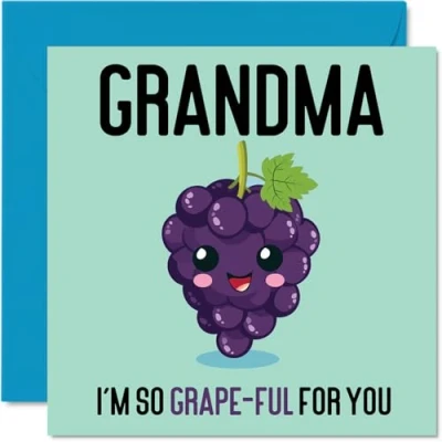 Image of Thank You Cards for Grandma Grape Ful Funny Happy Birthday Card from Grandson Granddaughter, Gran Gifts, 145mm x Joke Greeting Women Her