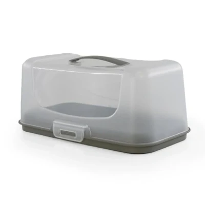 Image of GEEZY Rectangular Cake Carrier with Handle Airtight Storage Container Lid and Secure Locking Clips BPA Free Plastic Box for Loafs, Cupcakes, Baguettes Great Baking Enthusiasts