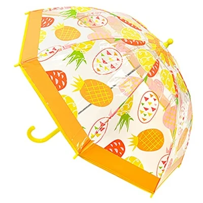 Image of KAV Pineapple Kids Transparent School Umbrella for Boys and Girls Sweet, Beautiful, Lightweight Design Dome Parasol Your Child