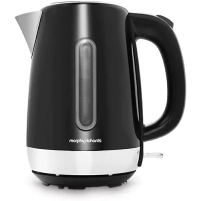 Image of Morphy Richards Equip Jug Kettle, 1.7L, 3Kw Rapid boil, Removeable Limescale Filter, Easy View Water Gauge, Stainless Steel Case, Black, 102783