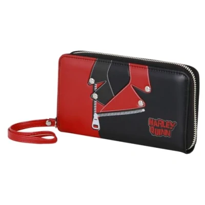 Image of Harley Quinn Jacket Essential Wallet, Black, 19 x 10 cm