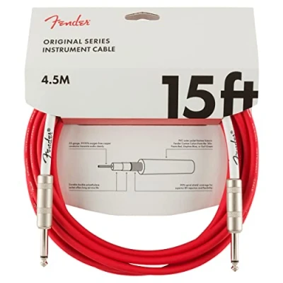 Image of Fender Original Series Instrument Cable, for Electric and Bass Guitar, Straight/Straight, 15 ft, 4.5m, Fiesta Red