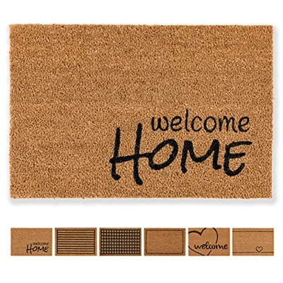 Image of Carpido Coconut Doormat Welcome Home Design Clean Run 40 x 60 cm Indoor Door Mat Antibacterial Natural Material