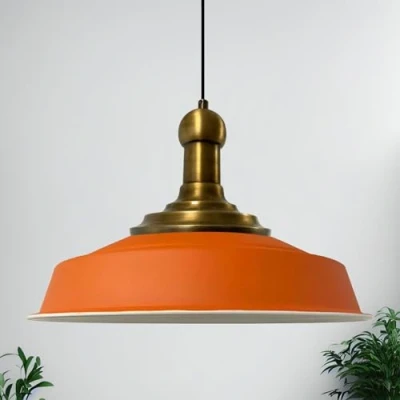 Image of bamyum Asletl Long Knob 41 cm Industrial Pendant Light, Vintage Metal Kitchen Chandelier, Living Room, Dining Room Orange Light