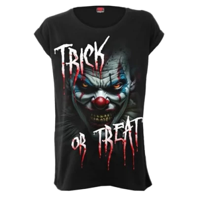 Image of Spiral Trick Or Treat Turnup Sleeve Loosefit Tee L Black