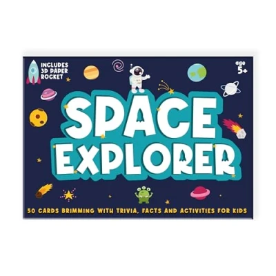 Image of Space Explorer Kids Trivia Cards Fun &amp; Educational Quiz and Activity Flash for Ages 5 7 Includes Pop Out Rocket Craft Gift Boys Girls
