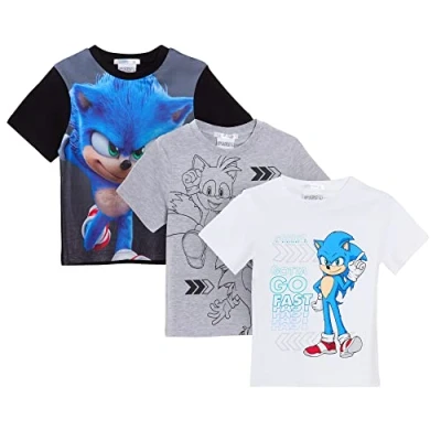 Image of Sonic The Hedgehog Boys T Shirts (Pack of 3) Multicoloured 7 8 Years
