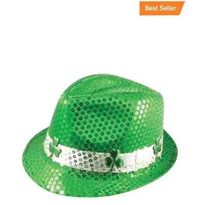 Image of HENBRANDT St Patrick&#039;s Day Costume Irish Hats Mega Deal (Gangster Sequin Hat With Shamrocks)