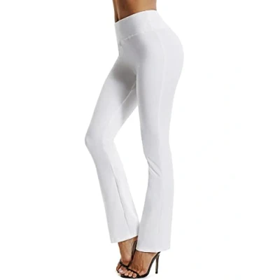 Image of FITTOO Women Casual Boot Cut Yoga Pants Ladies Stretch Softy Trousers Pilates Workout Gym leggings, XL, White