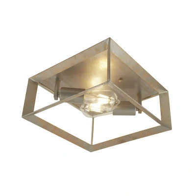 Image of Heaton 2 Light Flush Ceiling Silver, Gold, E27