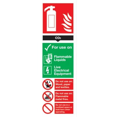 Image of Sitesafe Carbon Dioxide Fire Extinguisher Vinyl Sign 100 x 300mm