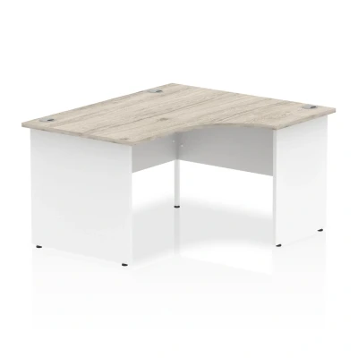 Image of Impulse 1400mm Right Crescent Desk Grey Oak Top White Panel End Leg