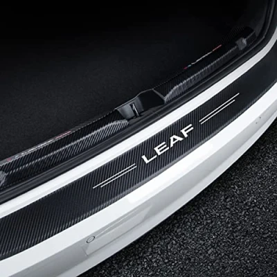 Image of Car Rear Bumpers Protector Guard Strips, for Nis san Leaf ZE0 ZE1 Anti Scratch Collision Carbon Fiber Trunk Door Sill Edge Sticker Styling Accessories,Black