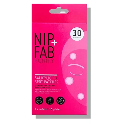 Image of Nip + Fab Salicylic Acid Fix Spot Patches for Face with Tea Tree Blemishes Dark Spots Patch, 30 Count