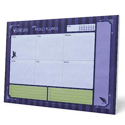 Image of Grupo Erik Wednesday Weekly Planner A4 Calendar Family 54 Tear Off Pages Desk Organiser Addams Gifts To Do List