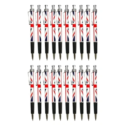 Image of LILAJ Set of 20 Union Jack Flag Retractable Ballpoint Pens Souvenir &amp; Stationery Patriotic Writing Instruments for Office, School, and Gifts Party Decoration