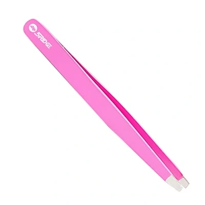 Image of Tweezers for Eyebrows Stainless Steel Slanted Eyebrow Tweezer Precision Removal of Facial Hair, Ingrown Hair and Splinter Professional Blackhead Tick Remover Men Women (Pink)