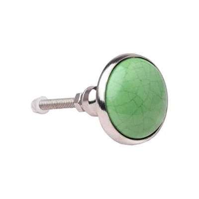 Image of G Decor Metal Ceramic Door Knob Vintage Shabby Chic Cupboard Drawer Pull Handles (Green)