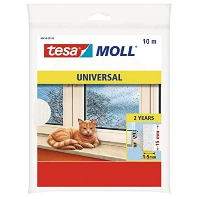 Image of tesa Caulking Door and Window Seals Standard I Profile Foam Adhesive Insulation Seal 10 m x 15 mm 4 White