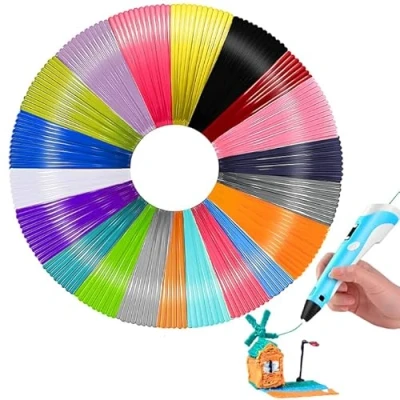 Image of Ninnyi 3D Pen Filament Refills Pla 1.75MM, 20 Colors, 5M Per Color, Total 100M, Compatible with Most Printing Pens for Kids