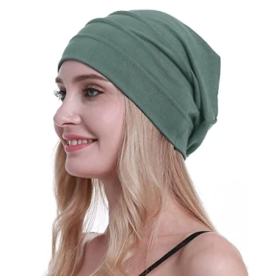 Image of osvyo Cotton Chemo Hats Soft Caps Cancer Headwear for Women Hair Loss Sealed Packaging, Light olive, One Size